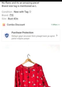 Red Floral 3/4 Sleeve Tunic Top