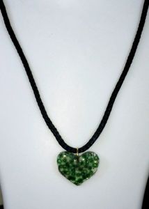 Pendent green stones heart Resin/Rhinestone/trend