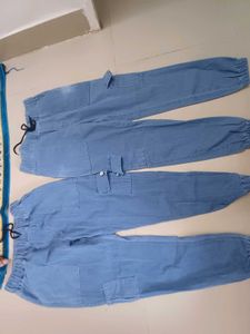 5 Jeans Light Wash Denim Cargo Pants