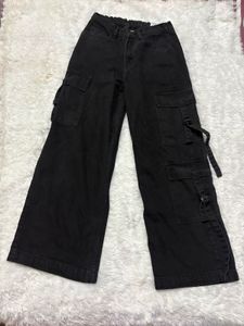 Black Wide Leg Cargo Pants
