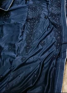 Elegant Navy Blue Embellished Saree
