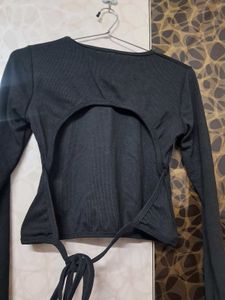 Chic Black Tie Backless Top
