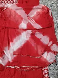 Red Embroidered Nyra Cut Kurta Set