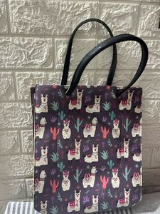Cute Llama Pattern Tote Bag