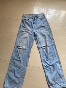 Ripped Wide Leg Jeans light used