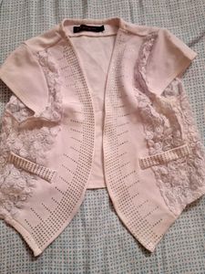 Elegant Embellished White Open Front Vest