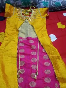 Ethnic Designer Long silk dress Gown With Coat