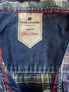 Cool Colors Denim Collection Plaid Shirt XL