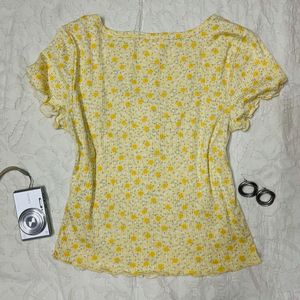 Yellow Floral Crop Top | Cute