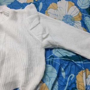 White Knit Cropped Cardigan
