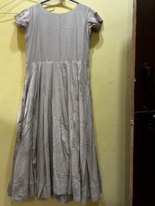 Elegant Grey Anarkali Suit with Vibrant Dupatta