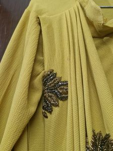 Elegant Mustard Draped Dress Size M