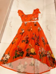 Vibrant Floral Print Maxi Skirt Set