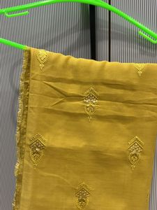 Elegant Yellow Embroidered material use to dresse