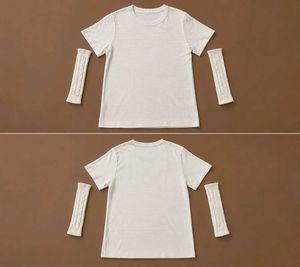 Y2K Cream Tee & Knit Arm Warmers | L