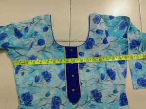 PATIALA SUIT Blue Floral Print and white p
