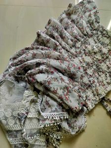 Korean Floral 2-Piece Lace Top | Bell Sleeves - S