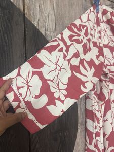 Red &amp; White Floral Kurta  cum Co-cord se