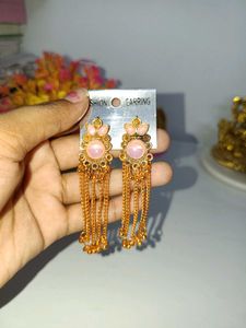 Elegant Gold-Plated Dangling Earrings