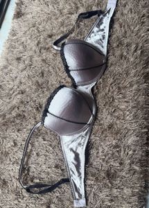Elegant Satin Bra with Lace Trim