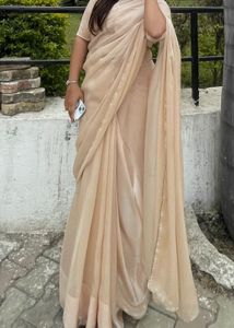 beautiful beige ready to wear saare(2 minute)