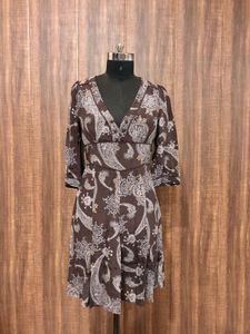 MANGO Brown Paisley Print Dress