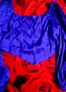 Purple Satin Corset Top with Puff Sleeves