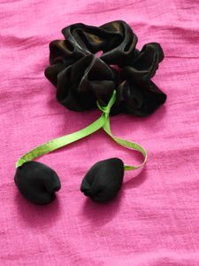 Cute Dark Brown Scrunchie with Ribbon