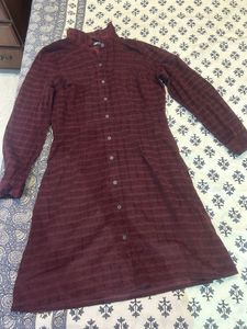 Classy Maroon Striped Dress - velvet touch