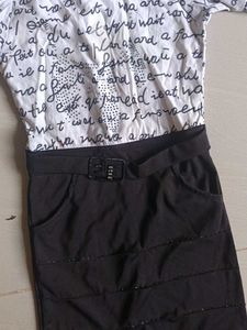 Chic Black and White Script Dress