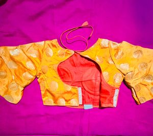 Vibrant Orange Brocade Bell Sleeve Blouse
