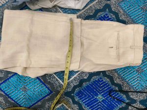 Men's Beige Linen Blend Trousers