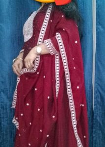 Embroidered Kurta Set - Maroon