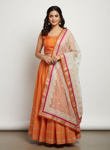 Orange Skirt with Embellished Dupatta