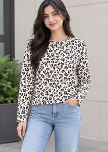 ZARA Leopard Print Long Sleeve Top