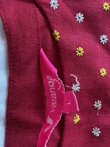 Maroon Embroidered Kurta