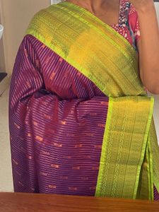 🪻Brinjal Purple with green border Saree🪻