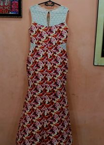 Floral Print Maxi Dress with Chain Detail