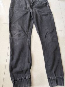 Grey Denim Jogger Pants
