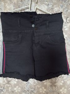 Black High-Waisted Denim Shorts
