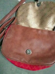 Brown & Red Crossbody Bag
