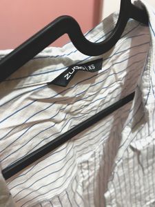 Striped Cropped Button-Up Shirt