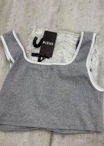 SHEIN Grey Ribbed Crop Tank Top