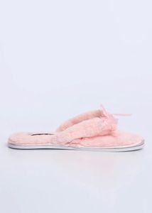 Ginger Fuzzy Pink Bow Slippers