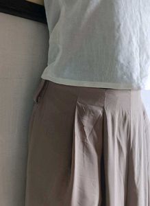 Beige Wide Leg Palazzo Pants