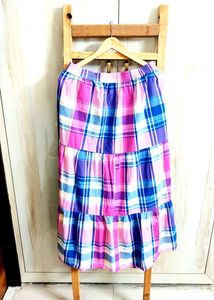 Chic Tiered Plaid Maxi Skirt waist size-38