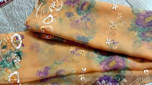Embroidered dupatta with Floral Print