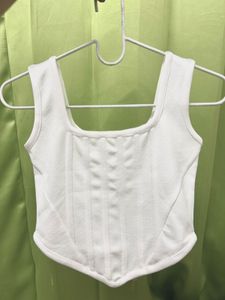 White Corset Style Tank Top