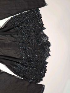 Elegant Black Beaded Sheer Blouse
