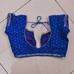 Royal Blue Y2k Saree Whith Blouse